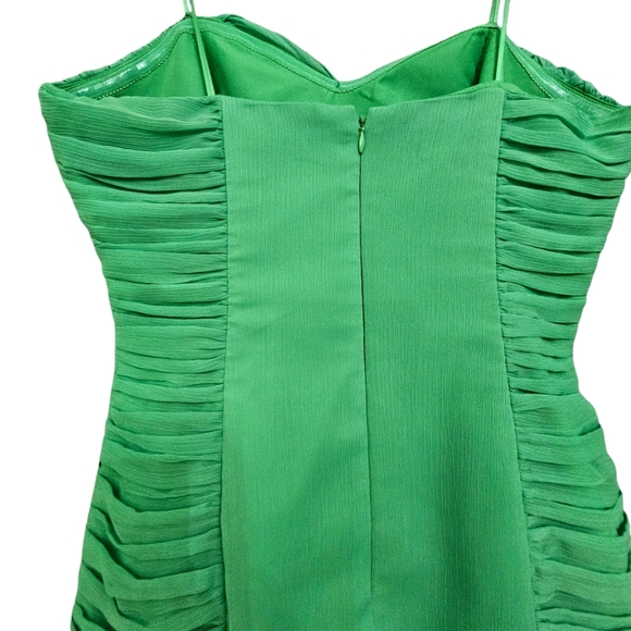 Nwot Max & Cleo Strapless Ruched Island Green Asymmetrical Short Cocktail Dress - Picture 12 of 16